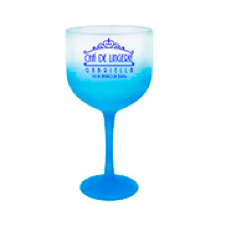 CANECAS E COPOS TAÇAS PLÁSTICAS TAÇA DE GIN 580ML IMPRESSÃO 1 COR DEGRADÊ AZUL TIFFANY Preto e branco frente - 300 un.