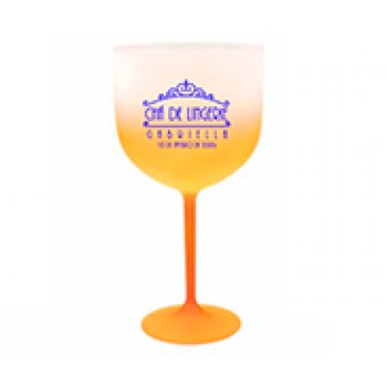 CANECAS E COPOS TAÇAS PLÁSTICAS TAÇA DE GIN 580ML IMPRESSÃO 1 COR DEGRADÊ LARANJA Preto e branco frente - 300 un.