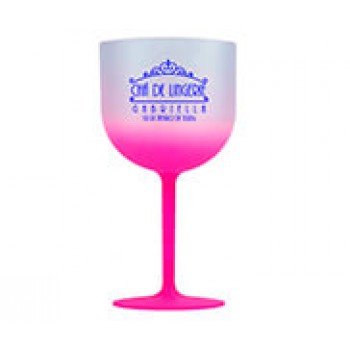 CANECAS E COPOS TAÇAS PLÁSTICAS TAÇA DE GIN 580ML IMPRESSÃO 1 COR DEGRADÊ ROSA Preto e branco frente - 300 un.