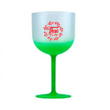 CANECAS E COPOS TAÇAS PLÁSTICAS TAÇA DE GIN 580ML IMPRESSÃO 1 COR DEGRADÊ VERDE Preto e branco frente - 100 un.