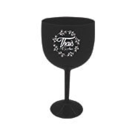 CANECAS E COPOS TAÇAS PLÁSTICAS TAÇA DE GIN 580ML IMPRESSÃO 1 COR LEITOSA PRETA 100 un. - Preto e branco frente