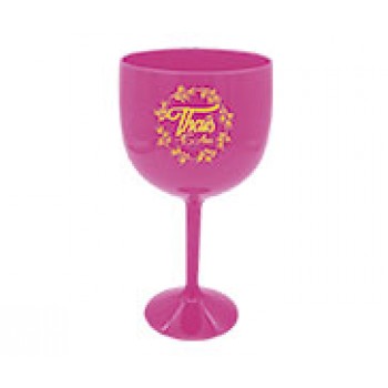 CANECAS E COPOS TAÇAS PLÁSTICAS TAÇA DE GIN 580ML IMPRESSÃO 1 COR LEITOSA ROSA Preto e branco frente - 100 un.