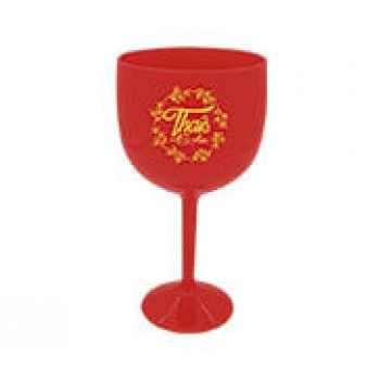 CANECAS E COPOS TAÇAS PLÁSTICAS TAÇA DE GIN 580ML IMPRESSÃO 1 COR LEITOSA VERMELHO Preto e branco frente - 100 un.