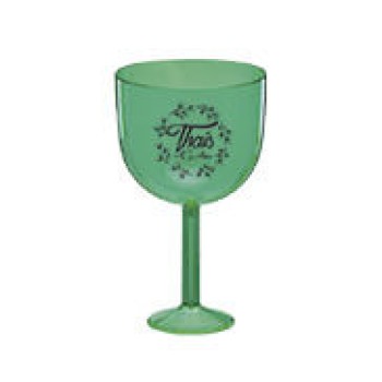 CANECAS E COPOS TAÇAS PLÁSTICAS TAÇA DE GIN 580ML IMPRESSÃO 1 COR TRANSPARENTE VERDE 100 un. - Preto e branco frente