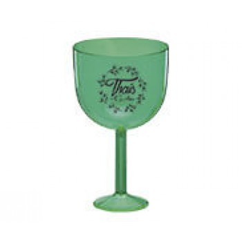 CANECAS E COPOS TAÇAS PLÁSTICAS TAÇA DE GIN 580ML IMPRESSÃO 1 COR TRANSPARENTE VERDE Preto e branco frente - 100 un.