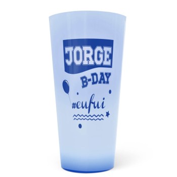 COPOS ECOLÓGICOS 550ML IMPRESSÃO SILK AZUL TRANSLÚCIDO 1000 un. - Preto e branco frente e verso