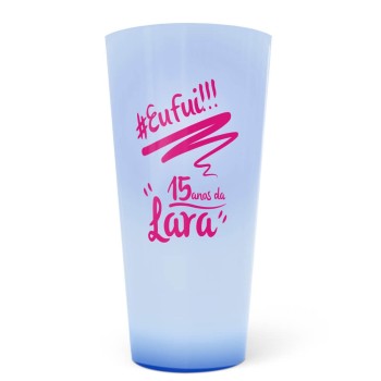 COPOS ECOLÓGICOS 550ML IMPRESSÃO SILK AZUL TRANSLÚCIDO 100 un. - Preto e branco frente e verso