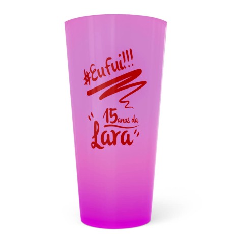 COPOS ECOLÓGICOS 550ML IMPRESSÃO SILK ROSA TRANSLÚCIDO 100 un. - Preto e branco frente e verso