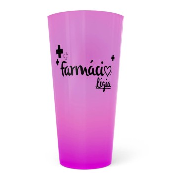 COPOS ECOLÓGICOS 550ML IMPRESSÃO SILK ROSA TRANSLÚCIDO 1000 un. - Preto e branco frente e verso