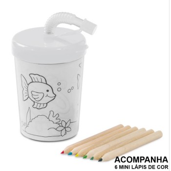 PRODUTOS SEM PERSONALIZAÇÃO CANECAS E COPOS COPOS PARA VIAGEM PP E PS 200ML PARA COLORIR COM TAMPA BRANCA 10 un.