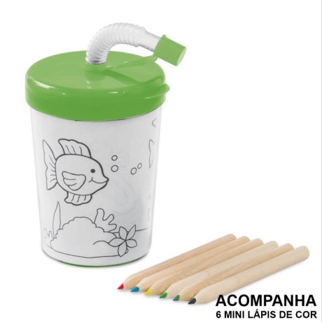 PRODUTOS SEM PERSONALIZAÇÃO CANECAS E COPOS COPOS PARA VIAGEM PP E PS 200ML PARA COLORIR COM TAMPA VERDE 25 un.