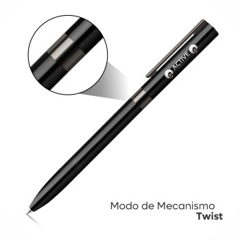 CANETAS GRAVAÇÃO A LASER LINHA PREMIUM CLARE PRETA Preto e branco frente - 100 un.