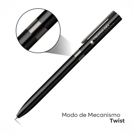 CANETAS GRAVAÇÃO A LASER LINHA PREMIUM CLARE PRETA Preto e branco frente - 10 un.