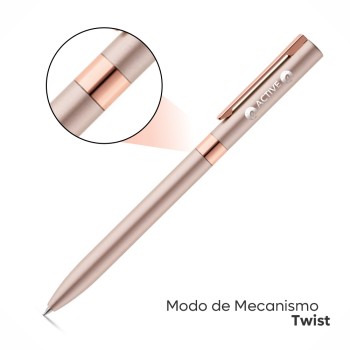 CANETAS GRAVAÇÃO A LASER LINHA PREMIUM CLARE ROSA CLARO Preto e branco frente - 100 un.
