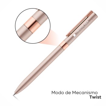CANETAS GRAVAÇÃO A LASER LINHA PREMIUM CLARE ROSA CLARO Preto e branco frente - 10 un.