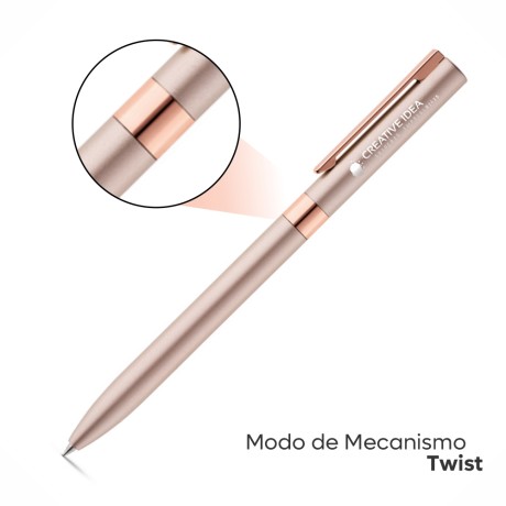CANETAS GRAVAÇÃO A LASER LINHA PREMIUM CLARE ROSA CLARO Preto e branco frente - 10 un.