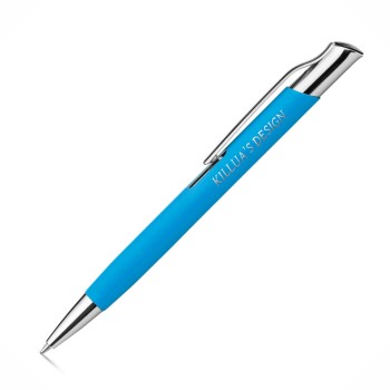 CANETAS GRAVAÇÃO A LASER LINHA PREMIUM OLAF SOFT AZUL CLARA Preto e branco frente - 50 un.