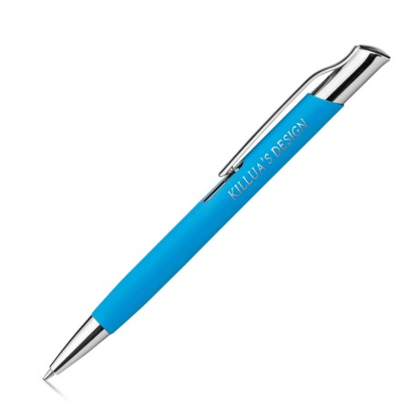 CANETAS GRAVAÇÃO A LASER LINHA PREMIUM OLAF SOFT AZUL CLARA Preto e branco frente - 50 un.