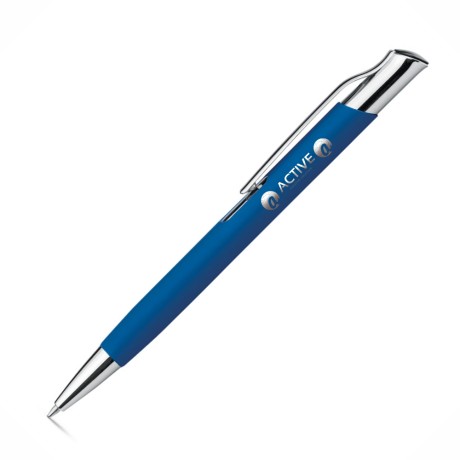 CANETAS GRAVAÇÃO A LASER LINHA PREMIUM OLAF SOFT AZUL ESCURA Preto e branco frente - 100 un.