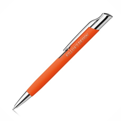 CANETAS GRAVAÇÃO A LASER LINHA PREMIUM OLAF SOFT LARANJA Preto e branco frente - 50 un.