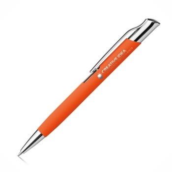 CANETAS GRAVAÇÃO A LASER LINHA PREMIUM OLAF SOFT LARANJA Preto e branco frente - 10 un.