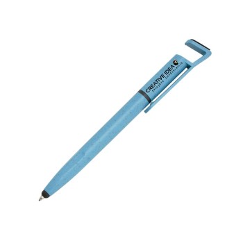 CANETAS IMPRESSÃO COLORIDA ECOLÓGICAS BAMBU MULTIFUNÇÃO SUPORTE DE CELULAR AZUL Colorido frente e verso - 10 un.