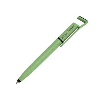 CANETAS IMPRESSÃO COLORIDA ECOLÓGICAS BAMBU MULTIFUNÇÃO SUPORTE DE CELULAR VERDE Colorido frente e verso - 25 un.
