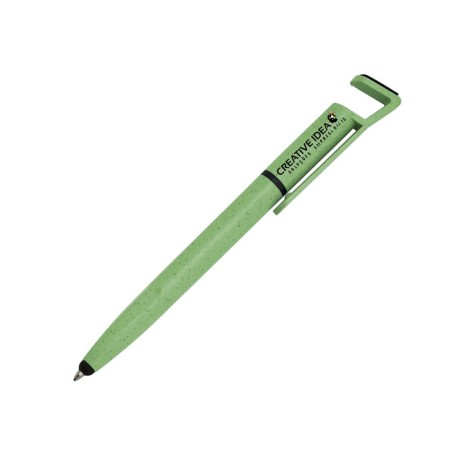CANETAS IMPRESSÃO COLORIDA ECOLÓGICAS BAMBU MULTIFUNÇÃO SUPORTE DE CELULAR VERDE Colorido frente e verso - 10 un.