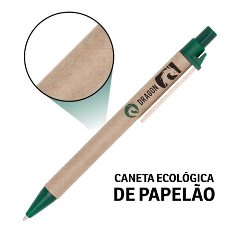 CANETAS IMPRESSÃO COLORIDA ECOLÓGICAS PAPELÃO CLIP DE MADEIRA VERDE Colorido frente e verso - 10 un.