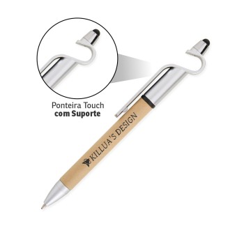 CANETAS IMPRESSÃO COLORIDA ECOLÓGICAS PAPELÃO MULTIFUNÇÃO SUPORTE E TOUCH PRATA Colorido frente e verso - 50 un.