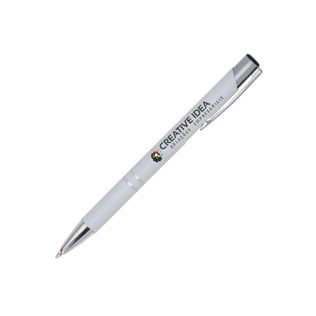 CANETAS IMPRESSÃO COLORIDA LINHA PREMIUM BETA SOFT ACABAMENTO METALIZADO BRANCA Colorido frente e verso - 10 un.
