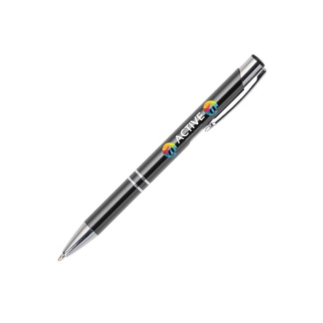CANETAS IMPRESSÃO COLORIDA LINHA PREMIUM BETA SOFT ACABAMENTO METALIZADO CINZA Colorido frente e verso - 100 un.