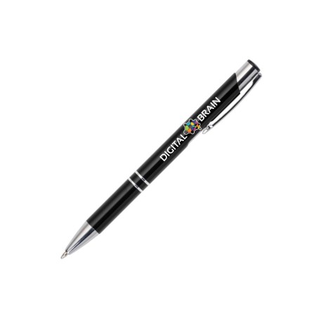 CANETAS IMPRESSÃO COLORIDA LINHA PREMIUM BETA SOFT ACABAMENTO METALIZADO PRETA Colorido frente e verso - 25 un.