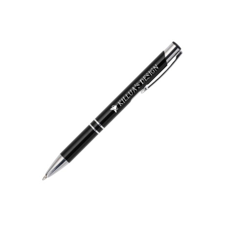 CANETAS IMPRESSÃO COLORIDA LINHA PREMIUM BETA SOFT ACABAMENTO METALIZADO PRETA 50 un. - Colorido frente e verso