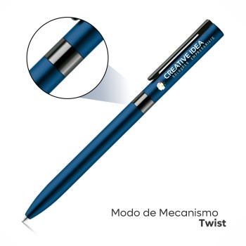 CANETAS IMPRESSÃO COLORIDA LINHA PREMIUM CLARE AZUL 10 un. - Colorido frente