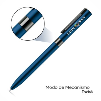 CANETAS IMPRESSÃO COLORIDA LINHA PREMIUM CLARE AZUL 25 un. - Colorido frente
