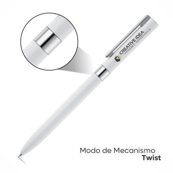 CANETAS IMPRESSÃO COLORIDA LINHA PREMIUM CLARE BRANCA