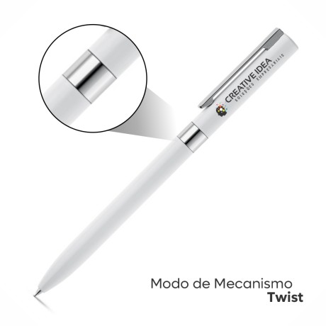 CANETAS IMPRESSÃO COLORIDA LINHA PREMIUM CLARE BRANCA