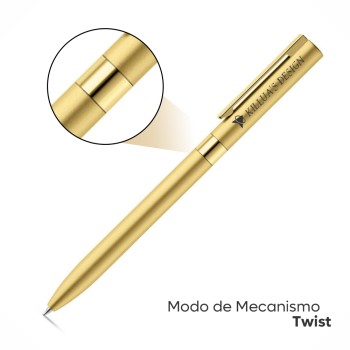 CANETAS IMPRESSÃO COLORIDA LINHA PREMIUM CLARE DOURADA SATINADA 50 un. - Colorido frente