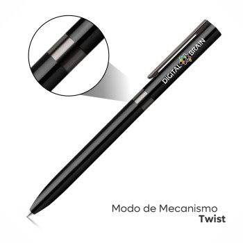 CANETAS IMPRESSÃO COLORIDA LINHA PREMIUM CLARE PRETA Colorido frente - 25 un.