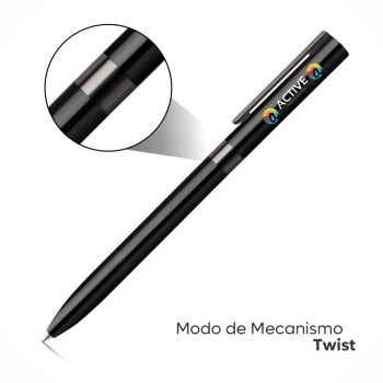 CANETAS IMPRESSÃO COLORIDA LINHA PREMIUM CLARE PRETA Colorido frente - 100 un.