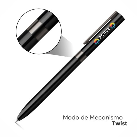 CANETAS IMPRESSÃO COLORIDA LINHA PREMIUM CLARE PRETA Colorido frente - 100 un.