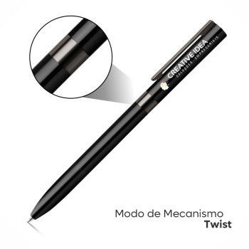 CANETAS IMPRESSÃO COLORIDA LINHA PREMIUM CLARE PRETA Colorido frente - 10 un.