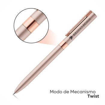 CANETAS IMPRESSÃO COLORIDA LINHA PREMIUM CLARE ROSA CLARO Colorido frente - 50 un.