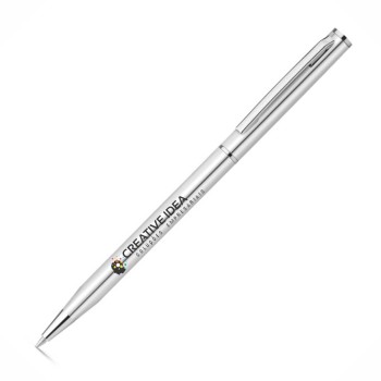 CANETAS IMPRESSÃO COLORIDA LINHA PREMIUM LESLEY METALLIC CROMADA Colorido frente e verso - 10 un.