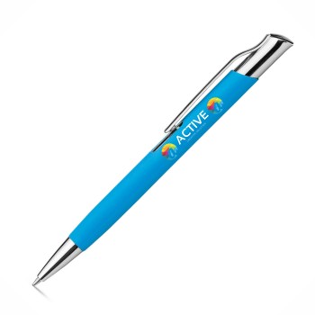 CANETAS IMPRESSÃO COLORIDA LINHA PREMIUM OLAF SOFT AZUL CLARA Colorido frente e verso - 100 un.