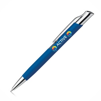 CANETAS IMPRESSÃO COLORIDA LINHA PREMIUM OLAF SOFT AZUL ESCURA Colorido frente e verso - 100 un.