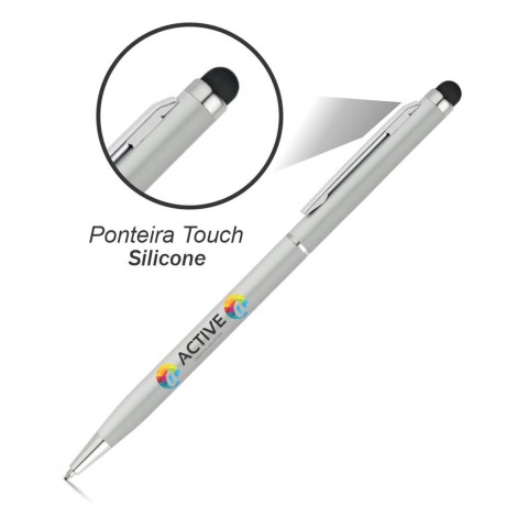 CANETAS IMPRESSÃO COLORIDA LINHA PREMIUM ZOE CROMADA SATINADA