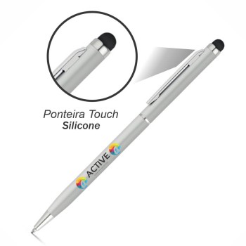 CANETAS IMPRESSÃO COLORIDA LINHA PREMIUM ZOE CROMADA SATINADA