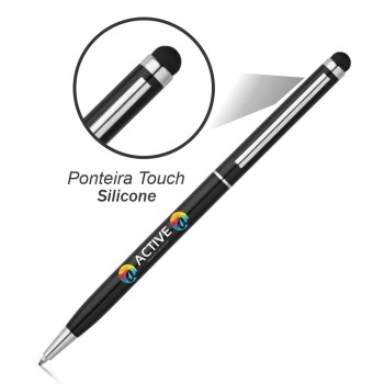 CANETAS IMPRESSÃO COLORIDA LINHA PREMIUM ZOE PRETA Colorido frente - 100 un.